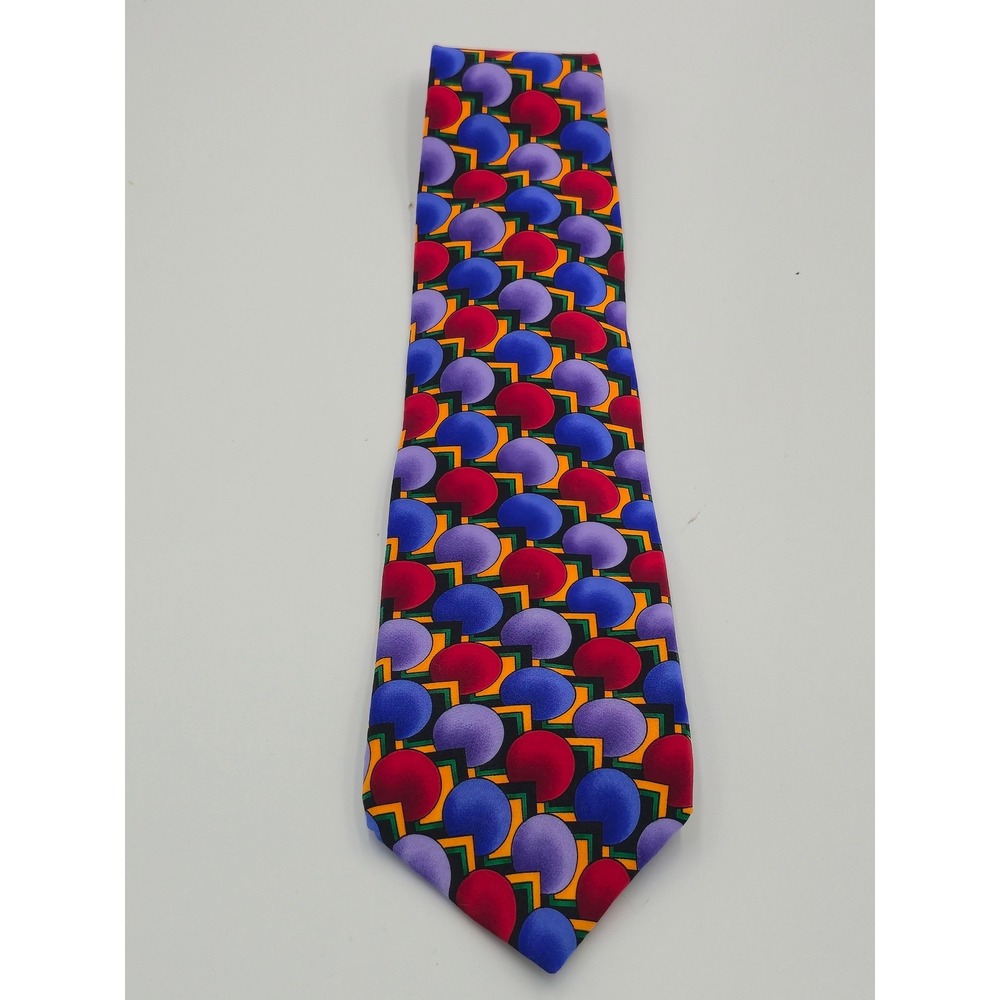 J. Garcia Silk Tie Curves And Lines Collection Ten Geometric Abstract Multi-Colo